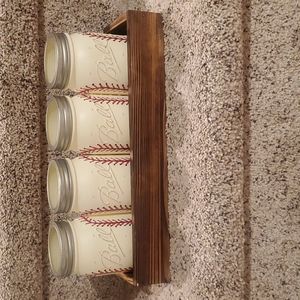 Baseball Mason Jar Utensil Holder